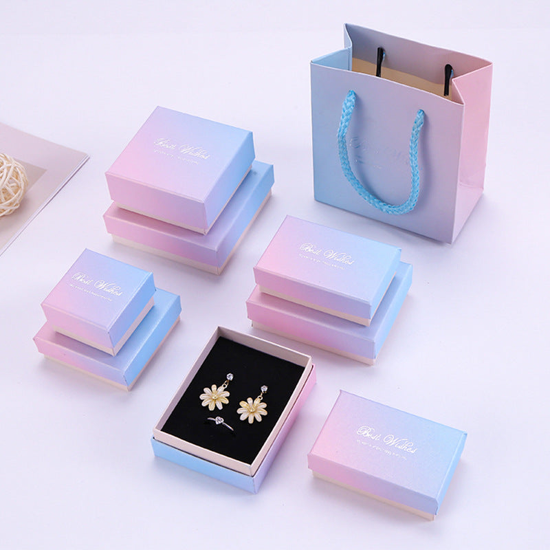 Luxury Gradient Jewelry Gift Box with Sponge Insert for Rings, Earrings, and Necklaces
