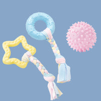 Dog Chew Toy Rubber Ball Bone for Small Dogs Teeth Cleaning Training Interactive Play