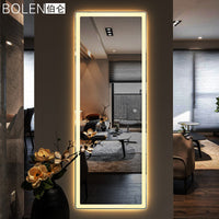 Frameless Full-Length LED Mirror with Rounded Corners, Wall-Mounted for Dressing Rooms and Boutiques