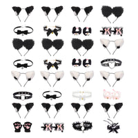 Plush Cat Ear Headband and Collar Set for Costume Parties and Cosplay