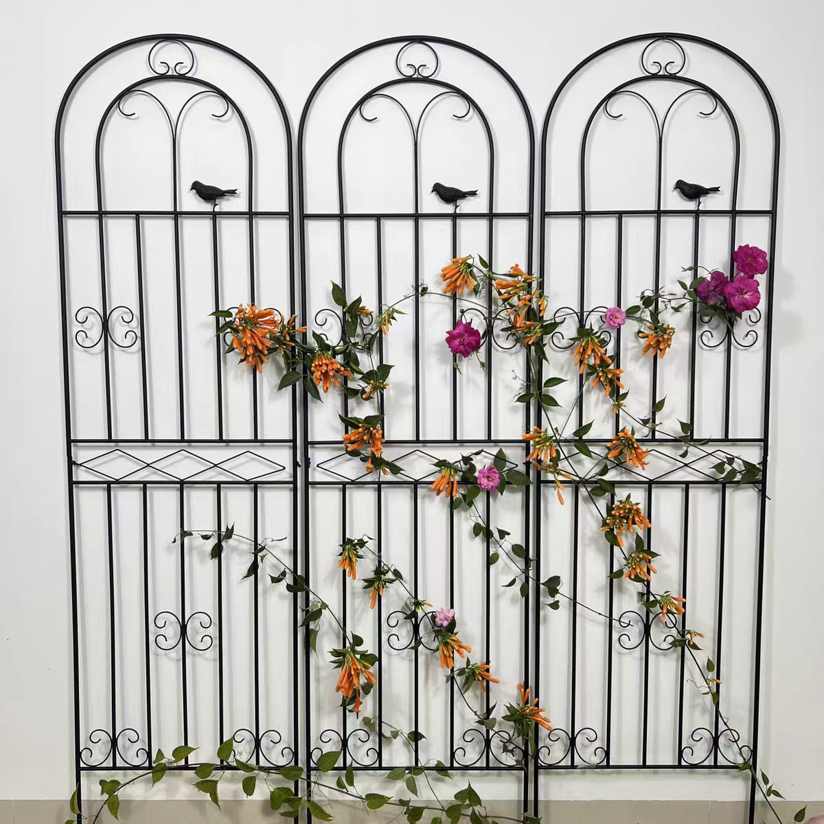 Wrought Iron Trellis for Climbing Plants, Roses, Clematis - Garden Arch Support and Outdoor Fence