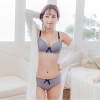 Teen Girls Wireless Bra and Panty Set, Push Up, Anti-Sagging, Thin Lace, Plaid