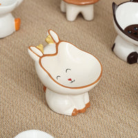 Elevated Ceramic Pet Bowl for Cats and Small Dogs, Tilted Design for Neck Protection, Decorative Food and Water Dish