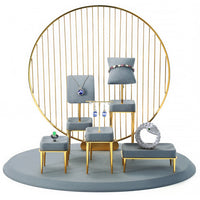 Microfiber Jewelry Display Stand for Rings, Bracelets, Necklaces, and Earrings - Premium Metal Organizer for Showcases