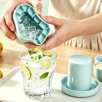 Silicone Ice Cube Tray with Storage Container, Easy Release Ice Maker Mold for Home Bar and Kitchen