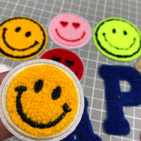 Trendy P Letter Smiley Face Towel Embroidered Patches for DIY Apparel and Knitwear