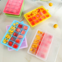 Wholesale 15/24 Grid Ice Cube Tray with Lid Food Grade Silicone Ice Mold for Home Use