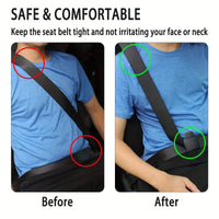 Car Seat Belt Adjuster, PU Leather Shoulder Neck Strap Positioner for Comfort and Safety