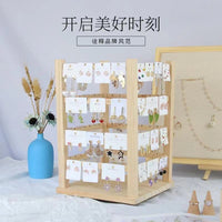Solid Wood Rotating Jewelry Organizer for Earrings and Necklaces