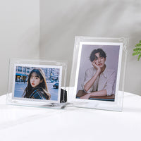 Transparent Glass Photo Frame with Stand for Desktop Display, Modern Crystal Clear Picture Frame