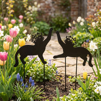European Retro Garden Cat Silhouette Metal Rusty Ornament Outdoor Decor