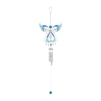 Angel Wind Chime with Stained Glass and Aluminum Tubes - Outdoor Garden Decor Metal Sun Catcher Ornament