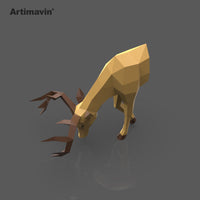 3D Deer Bust Wall Mount Papercraft Kit for Adults