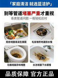 Powerful Drain Cleaner and Clog Remover for Toilets and Kitchen Sinks - Odor and Bacteria Eliminator