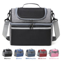 Double Layer Insulated Lunch Bag with Shoulder Strap - Portable & Simple Design