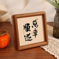 Solid Wood Square Photo Frame with Rounded Corners for Desk Display