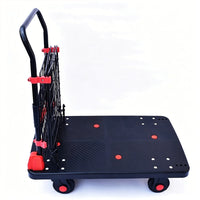 Foldable Commercial Hand Push Cart with Guardrail for Outdoor Use