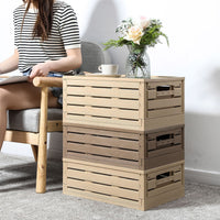 Foldable Wood Grain PP Storage Box with Lid, Stackable Organizer for Snacks, Toys, and Wardrobe
