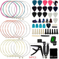Guitar Accessory Kit with Strings, Picks, Capo, Tuner, and Bridge Pins
