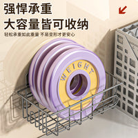 No-Drill Stainless Steel Wall-Mounted Storage Basket for Bathroom & Vanity