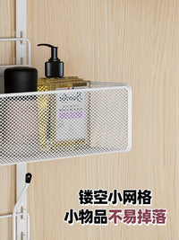 Wall-Mounted Hat Rack with Storage Basket and Hooks for Wardrobe Organization