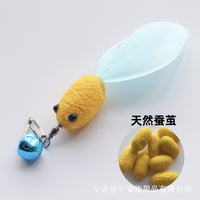 Durable Insect Feather Teaser Wand for Cats, Spring Head Wooden Handle Interactive Kitten Toy Set