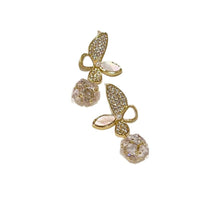 Vintage Zircon Butterfly Shell Dangle Earrings