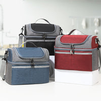 Double Layer Insulated Lunch Bag with Shoulder Strap - Portable & Simple Design