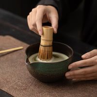 Japanese Ceramic Matcha Tea Ceremony Set with Bowl, Whisk Stand, and Scoop