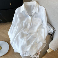 Women's Loose Summer Lace Hollow Out Blouse Thin Sun Protection Shirt