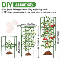 Heavy-Duty Square Tomato Cages for Garden Plants, Steel Plant Support Stakes for Climbing Vegetables