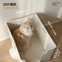 Meoof Semi-Enclosed Cat Litter Box Extra Large Deep Anti-Tracking Splash-Proof