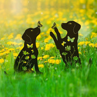 Metal Dog Silhouette Garden Stake for Outdoor Lawn Decor