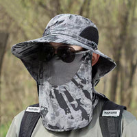 Men's Camouflage Sun Protection Fishing Hat with Detachable Neck Flap for Outdoor Hiking