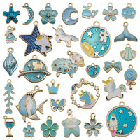 Cute Unicorn Sheep Starfish Enamel Alloy Charms for DIY Keychain Pendants