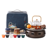 Portable Travel Tea Set with BBQ Grill for Outdoor Camping & Business Gifts