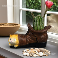 Creative Pastoral Flower Pot Resin Ornament for Desktop and Garden Decor