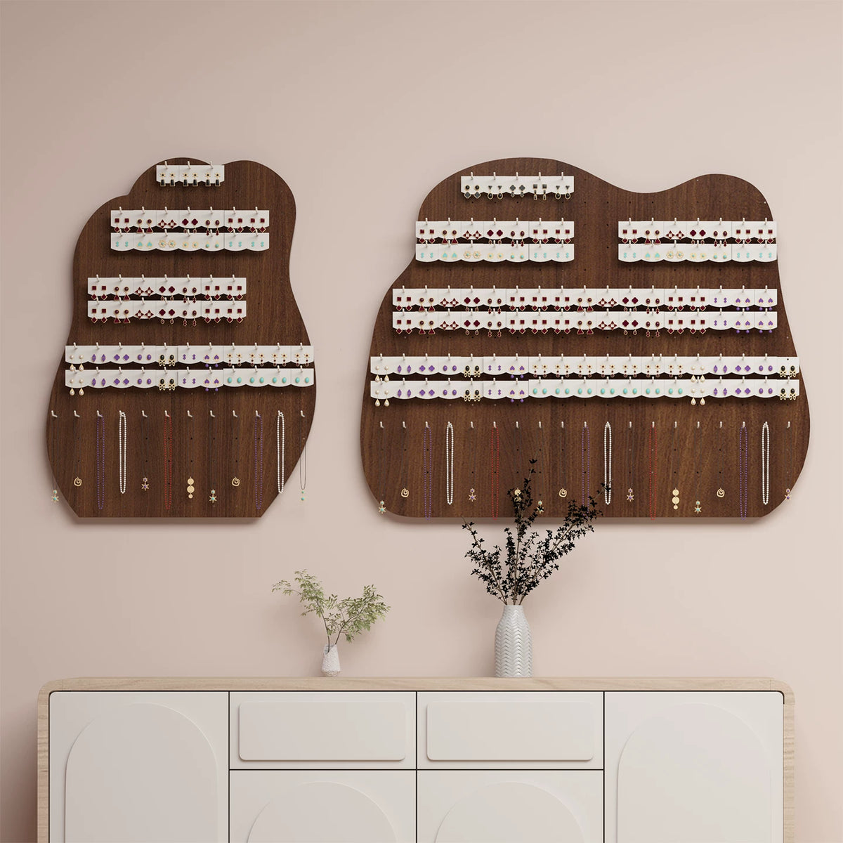 Wall-Mounted Pegboard Display for Jewelry and Accessories
