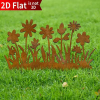 Vintage Rusty Metal Flower Garden Stake Decor for Outdoor Yard and Patio