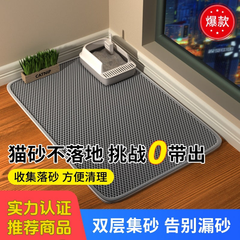 Cat Litter Mat Double Layer Trapping Pad for Litter Boxes, Spill-Proof and Easy Clean