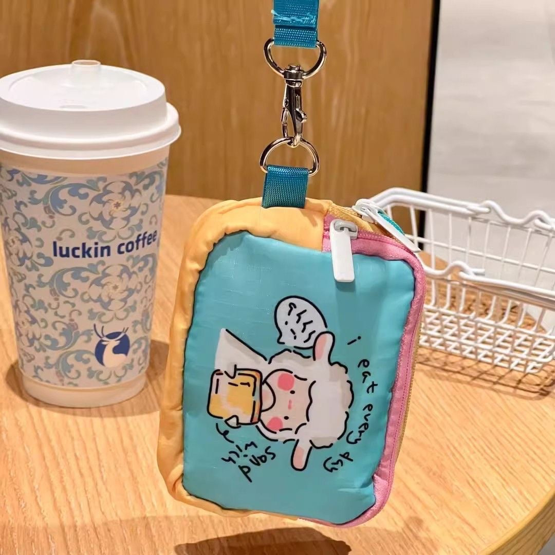 Multi-Layer Lamb Cartoon ID Card Holder Portable Storage Pouch for Girls