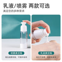 Vacuum Travel Dispenser Bottles for Cosmetics and Lotions