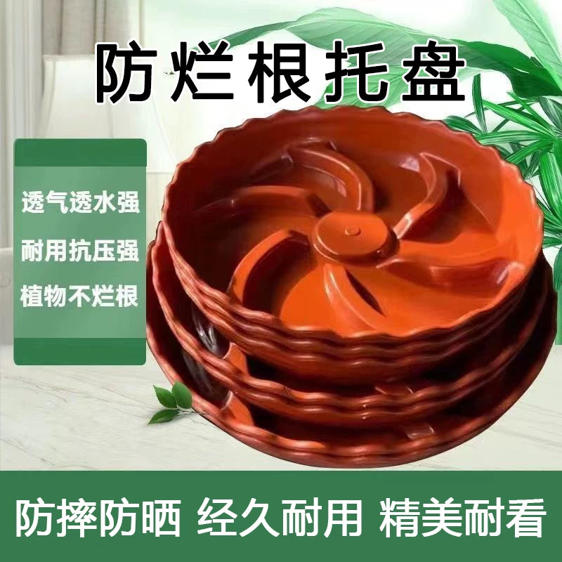 Thickened Breathable Plant Pot Saucer with Water Reservoir for Rot Prevention
