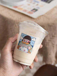 500ml Disposable Plastic Cold Drink Cups with Lids for Coffee, Milk Tea, Lemonade