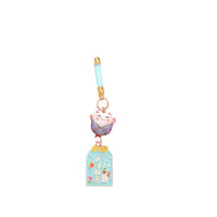 Japanese Style Ceramic Lucky Cat Keychain Charm for Bags and Phones