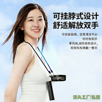 Portable USB Rechargeable Handheld Fan with Detachable Base, Quiet Operation for Desk or Neck Hanging