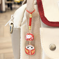 Japanese Style Maneki-Neko Daruma Ceramic Charm for Phones, Bags, and Gifts