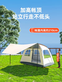 Large 6-8 Person Pop-Up Camping Tent with Integrated Tarp, 2-in-1 Outdoor Shelter for Overnight Camping and Sun Protection