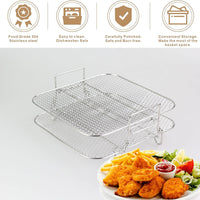 Air Fryer Silicone Pot Double Layer Rack for 7.5L-8L Dual Basket Air Fryers