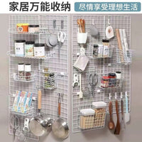 Grid Mesh Iron Net White Supermarket Photo Wall Iron Wire Grid Wall Hanging Board Storage Rack Kindergarten Display Shelf
